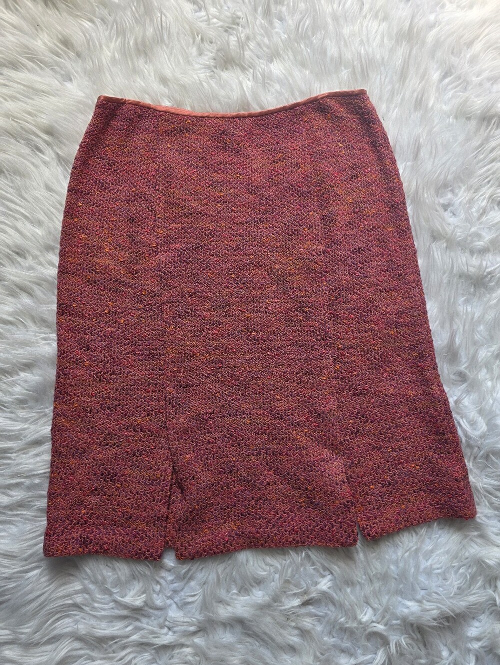 St. John Coral-Tone Multicolor Knit Pencil Skirt